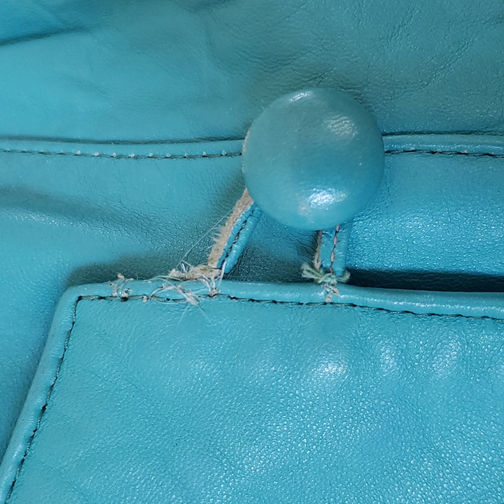 Vintage 80's Turquoise Leather Belted Jacket - Picture 8 of 15